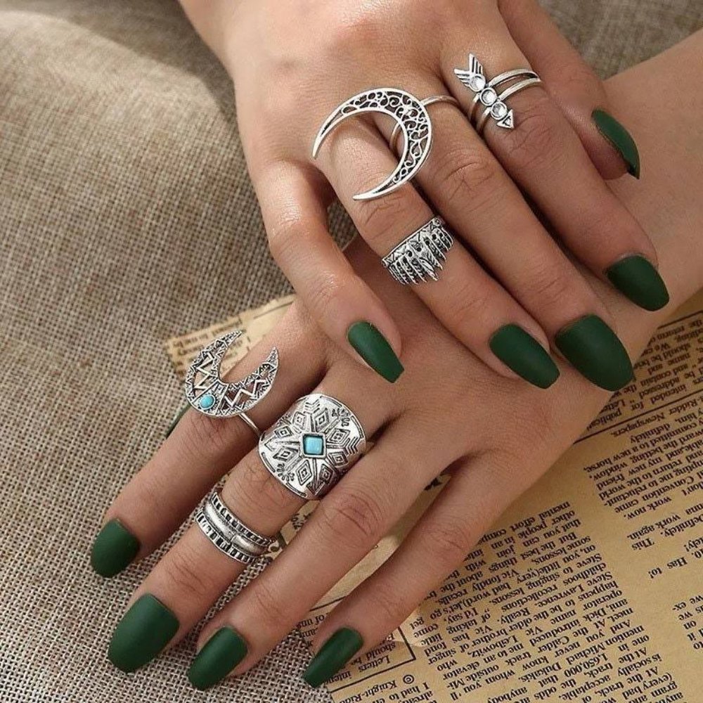Opal Stone Ring Lady Boho Crystal Elk Rings Midi Phalanx Knuckles Jewelry